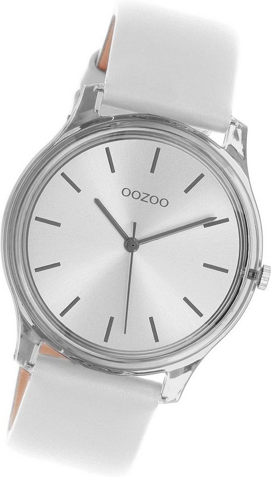 OOZOO Quarzuhr Oozoo Damen Armbanduhr Timepieces, (Analoguhr), Damenuhr Lederarmband grau, rundes Gehäuse, mittel (ca. 36mm) von OOZOO