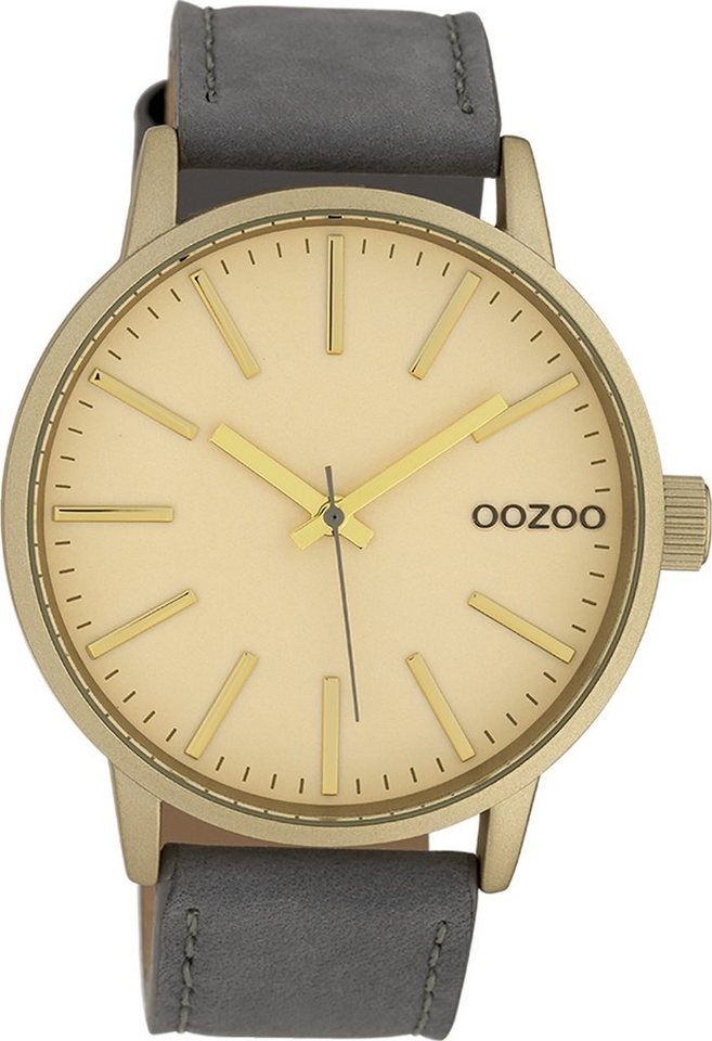 OOZOO Quarzuhr Oozoo Damen Armbanduhr Timepieces Analog, (Analoguhr), Damenuhr rund, groß (ca. 45mm) Lederarmband, Fashion-Style von OOZOO