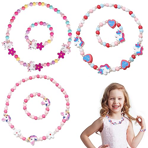 OPAHUTER 6 Stück Kinder Einhorn Schmuck Set, Halskette und Armband Schmuck für Mädchen, Holz Perlen Einhorn Halskette Armband, Toller Kostümschmuck für Kinder Party Dress up Kostüm Zubehör OPAHUTER 6 Stück Kinder Einhorn Schmuck Set, Halskette und Armband Schmuck für Mädchen, Holz Perlen Einhorn Halskette Armband, Toller Kostümschmuck für Kinder Party Dress up Kostüm Zubehör von OPAHUTER