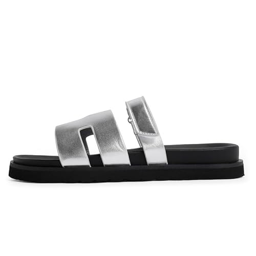 OPIRRTOY Flache Damen-Sandalen, offene Zehenpartie, A-Silber, 38.5 EU von OPIRRTOY