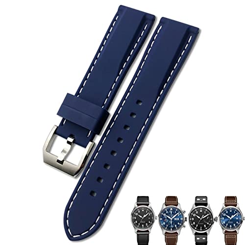 OPKDE 20 mm, 21 mm, 22 mm, Gummi-Silikon-Armband für IWC Pilot Mark 18 Watch, Sportarmband, Schwarz / Blau, 19 mm, Achat von OPKDE