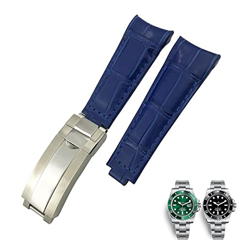 OPKDE 20 mm Uhrenarmband mit gebogenem Ende, Lederarmband, passend für Rolex 116610 Submariner Oyster GMT Daytona Slide Lock Schnalle Rindsleder Armbänder, 20 mm, Achat von OPKDE