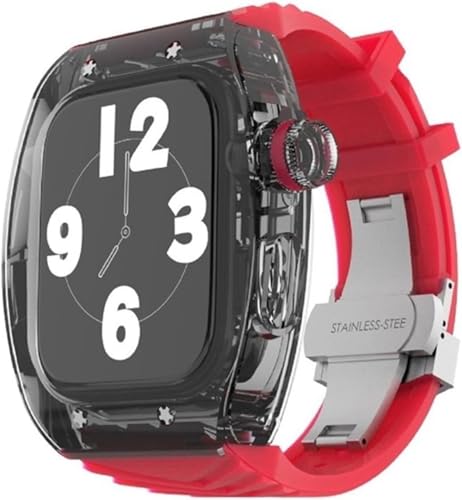OPKDE Transparentes Uhrengehäuse, Gummiband, Mod-Kit, für Apple Watch Serie 9, 8, 7, 6, 5, 4, SE, Ersatzteil, transparenter Uhrengehäuse-Verschluss, für iWatch Serie 45 mm, 44 mm Zubehör, 45 mm, Achat von OPKDE