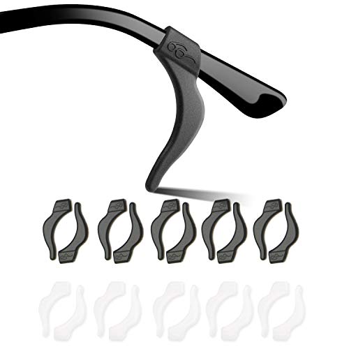 10 Paare Antirutsch Brillenbügel, Weich Gläser Ohrbügel Brillenbügel Fassungshalter Ohr Grip Haken Silikon Fassungshalter für Brille,Schwarz/Weiß von OPUGIT