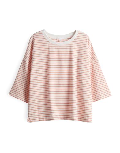 OPUS Damen Kurzarmshirt | Streifenshirt SEIFEN Preppy Loose aus BCI Cotton Mix Pale orange, L OPUS Damen Kurzarmshirt | Streifenshirt SEIFEN Preppy Loose aus BCI Cotton Mix Pale orange, L von OPUS