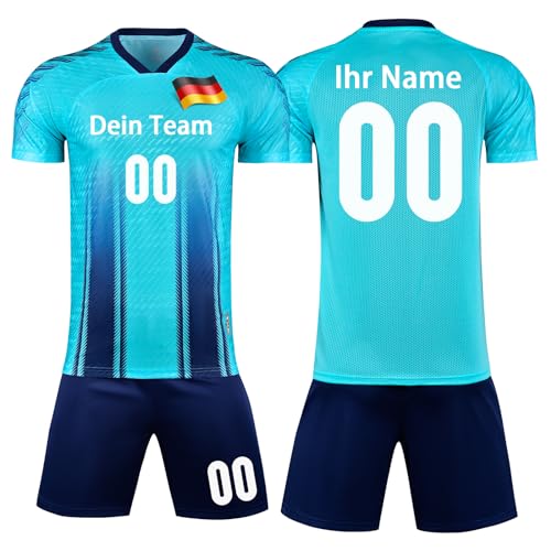 OPUTWDF Personifizieren Fussball Trikot Kinder Erwachsene Hemd & Kurze Set mit Nummer Name Team Logo Fußball Trikot Set von OPUTWDF