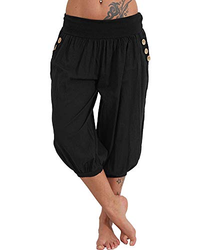 ORANDESIGNE Damen 3/4 Länge Pumphose Haremshose Blumenmuster Sommer Leicht Weite Bein Capri Stoffhose Ballonhose Pluderhose Yogahose Aladinhose A Schwarz XL ORANDESIGNE Damen 3/4 Länge Pumphose Haremshose Blumenmuster Sommer Leicht Weite Bein Capri Stoffhose Ballonhose Pluderhose Yogahose Aladinhose A Schwarz XL von ORANDESIGNE