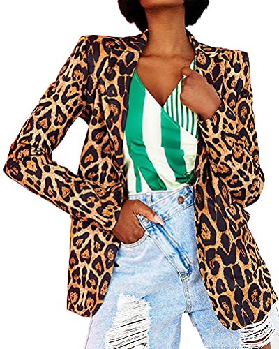 ORANDESIGNE Damen Elegant Langarm Blazer Sommer Jacke Blazer Sakko Einfarbig Slim Fit Revers Geschäft Büro Jacke Kurz Mantel Anzüge Bolero mit Tasche Z1 Braun 3XL von ORANDESIGNE