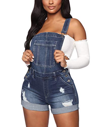 ORANDESIGNE Damen Kurz Jeanslatzhose Denim Overall Jumpsuit Playsuit Jeans Hosenanzug Romper C Blau 36 von ORANDESIGNE