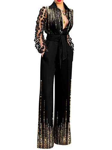 ORANDESIGNE Damen Langarm Elegant Lang Jumpsuit Overall Hosenanzug Playsuit Romper Hose mit weitem Bein One Shoulder Bedruckter Overall A Gold L ORANDESIGNE Damen Langarm Elegant Lang Jumpsuit Overall Hosenanzug Playsuit Romper Hose mit weitem Bein One Shoulder Bedruckter Overall A Gold L von ORANDESIGNE
