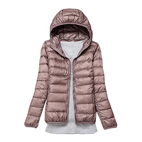 ORANDESIGNE Damen Mantel mit Kapuze Daunenjacke Warme Steppjacke Übergangs Winterjacke Übergangsjacke Outdoorjacke Mädchen Casual Parka Wintermantel Daunenmantel Khaki XXL von ORANDESIGNE