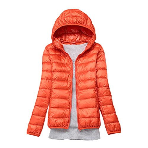 ORANDESIGNE Damen Mantel mit Kapuze Daunenjacke Warme Steppjacke Übergangs Winterjacke Übergangsjacke Outdoorjacke Mädchen Casual Parka Wintermantel Daunenmantel Orange XL von ORANDESIGNE