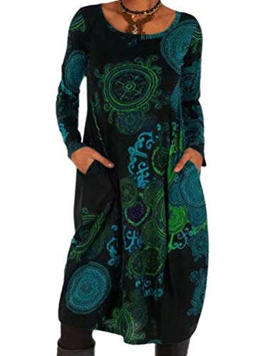 ORANDESIGNE Damen Vintage Ethnischen Stil Farbblock Kleid Langarm A-Linie Beiläufige Lose T-Shirt Kleid Knielang Blusenkleid Rundhals Tunika Kleid mit Taschen B Blau XXL ORANDESIGNE Damen Vintage Ethnischen Stil Farbblock Kleid Langarm A-Linie Beiläufige Lose T-Shirt Kleid Knielang Blusenkleid Rundhals Tunika Kleid mit Taschen B Blau XXL von ORANDESIGNE