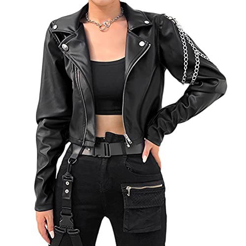 ORANDESIGNE Frauen Lederjacke Kurz Jacke aus Kunstleder Jacke Motorrad Jacke Damen PU Lederjacke Bikerjacke mit Reißverschluss für Herbst Cool Vintage Und Slim Fit Jacke E Schwarz M ORANDESIGNE Frauen Lederjacke Kurz Jacke aus Kunstleder Jacke Motorrad Jacke Damen PU Lederjacke Bikerjacke mit Reißverschluss für Herbst Cool Vintage Und Slim Fit Jacke E Schwarz M von ORANDESIGNE
