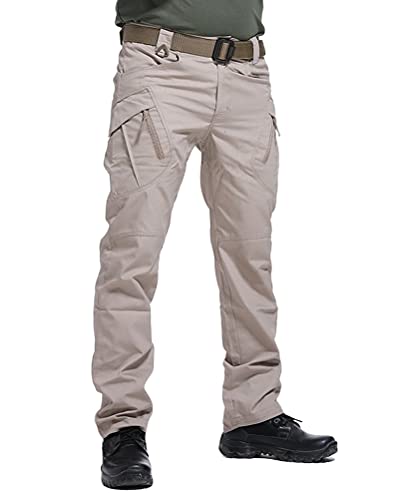 ORANDESIGNE Herren Cargohose Outdoor Militär Tactical Hose Männer Stretch Arbeitshose mit Multi Taschen M C Khaki von ORANDESIGNE