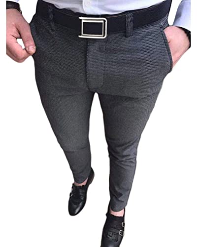 ORANDESIGNE Herren Chino Hose Klassische Basic Slim Fit Business Hosen Einfarbig Konisch Zulaufende Hosen Voller Freizeithose Stoffhose Anzughose A Dunkelgrau S von ORANDESIGNE