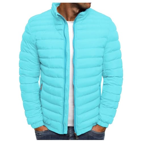 ORANDESIGNE Herren Jacke Winter Warm Steppjacke Wintermantel Daunenjacke Leichte Jacket Outdoor Puffer Gepolstert Männer Stehkragen Winterjacke Übergangsjacke A Hellblau L von ORANDESIGNE