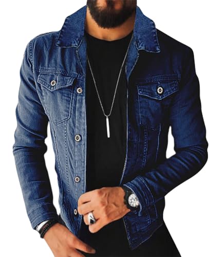 ORANDESIGNE Herren Jeansjacke Biker Style Jeans Jacket Blue Denim Jacke Blau Männer Streetwear Solide Löcher Schlank Casual Mantel Zerrissene for Casual Stil Winter C Dunkelblau XL ORANDESIGNE Herren Jeansjacke Biker Style Jeans Jacket Blue Denim Jacke Blau Männer Streetwear Solide Löcher Schlank Casual Mantel Zerrissene for Casual Stil Winter C Dunkelblau XL von ORANDESIGNE