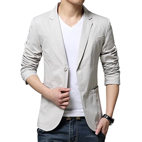 ORANDESIGNE Herren Sakko Baumwolle Slim Fit Männer Blazer Modern Freizeit Sakko Leichte Jackett Sportlich Freizeit Blazer Business Anzugjacke A Beige XXL von ORANDESIGNE