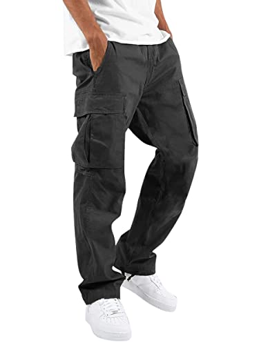 ORANDESIGNE Hosen Herren Cargohosen Baggy Sommerhose Leicht Stretch Lockere Chino Hose Lässig Modern Freizeithose Leichter Stoff Lang Sporthose Jogginghose Schwarz XL von ORANDESIGNE