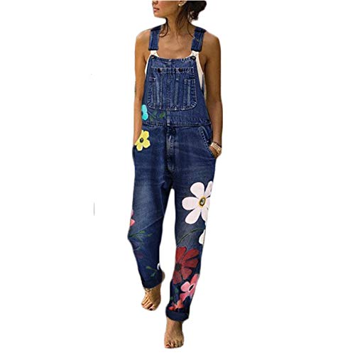 ORANDESIGNE Jeanslatzhose Damen Latzhose Jeans Lange Hose Denim Overall Jumpsuit Playsuit Jeans Vintage Loose Fit Hoseanzug Romper A Marine Large von ORANDESIGNE