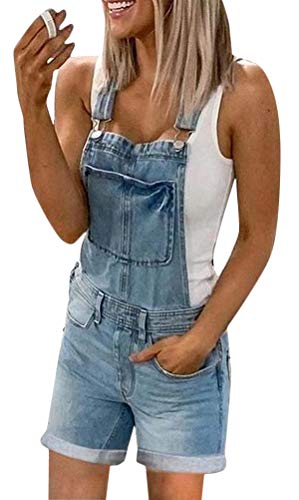 ORANDESIGNE Jeanslatzhose Damen Latzhose Jeans Lange Hose Denim Overall Jumpsuit Playsuit Jeans Vintage Loose Fit Hoseanzug Romper J Blau M von ORANDESIGNE