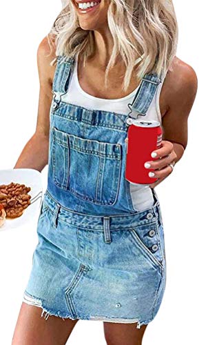 ORANDESIGNE Jeanslatzhose Damen Latzhose Jeans Lange Hose Denim Overall Jumpsuit Playsuit Jeans Vintage Loose Fit Hoseanzug Romper L Blau S von ORANDESIGNE