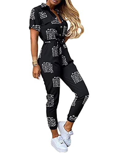 ORANDESIGNE Jumpsuit Damen Einteiler Elegant Kurzarm Playsuit Lang V-Ausschnitt Casual Lose Overalls Lang Romper mit Gürtel Strampler Spielanzug Hosenanzug Sommer B Schwarz XS ORANDESIGNE Jumpsuit Damen Einteiler Elegant Kurzarm Playsuit Lang V-Ausschnitt Casual Lose Overalls Lang Romper mit Gürtel Strampler Spielanzug Hosenanzug Sommer B Schwarz XS von ORANDESIGNE