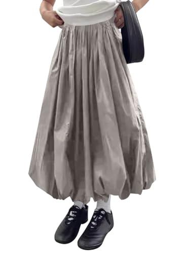 ORANDESIGNE Langer Rock Damen Maxirock Sommer Elegant Laternenrock Solide Elastische Taille A-Linie Ballonrock Lässige Streetwear A Grau M ORANDESIGNE Langer Rock Damen Maxirock Sommer Elegant Laternenrock Solide Elastische Taille A-Linie Ballonrock Lässige Streetwear A Grau M von ORANDESIGNE