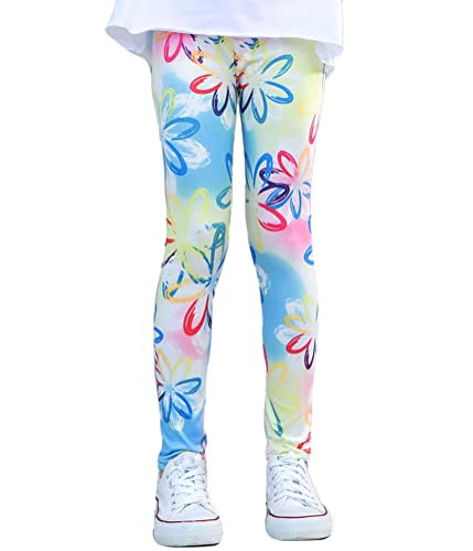 ORANDESIGNE Mädchen Leggings Gefüttert Winter Hosen Warm Thermo Hosen Winter Dicke Warme Lange Hosen Druck Fleece Gefüttert Leggings C Blau 140 von ORANDESIGNE