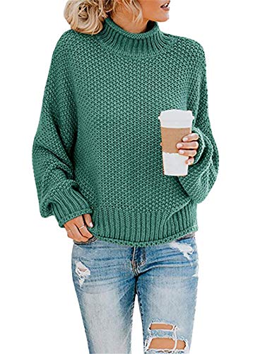 ORANDESIGNE Overzised Pullover Damen Strickjacke Tops Bluse Frauen Langarm Winter Damen Pullover Strickpullover Einfarbig Sweater Oberteil Tops für Herbst A Grün, S von ORANDESIGNE