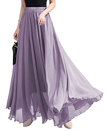 ORANDESIGNE Rock Damen Elegant Lang Maxi Faltenrock Hohe Taille Plissee Röcke Elastische Taille A Linie Casual Rüll Swing Chiffonrock Leicht Festlich Maxirock Cocktail Freizeitrock Hellviolett XL ORANDESIGNE Rock Damen Elegant Lang Maxi Faltenrock Hohe Taille Plissee Röcke Elastische Taille A Linie Casual Rüll Swing Chiffonrock Leicht Festlich Maxirock Cocktail Freizeitrock Hellviolett XL von ORANDESIGNE