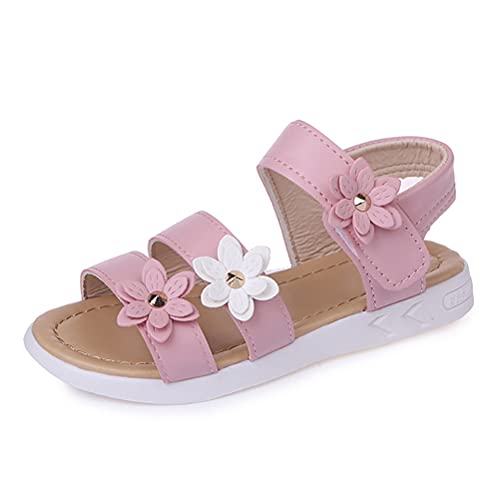 ORANDESIGNE Sommer Kinder Sandalen Mädchen Prinzessin Schuhe Römische Sandalen Blume Klettverschluss Hasp Babyschuhe Mädchen Sandalen Mode Strandschuhe Latin Tanzschuhe A Rosa 26 EU von ORANDESIGNE