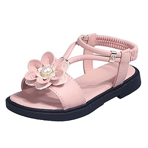 ORANDESIGNE Sommer Kinder Sandalen Mädchen Prinzessin Schuhe Römische Sandalen Blume Klettverschluss Hasp Babyschuhe Mädchen Sandalen Mode Strandschuhe Latin Tanzschuhe B Rosa 27 EU von ORANDESIGNE