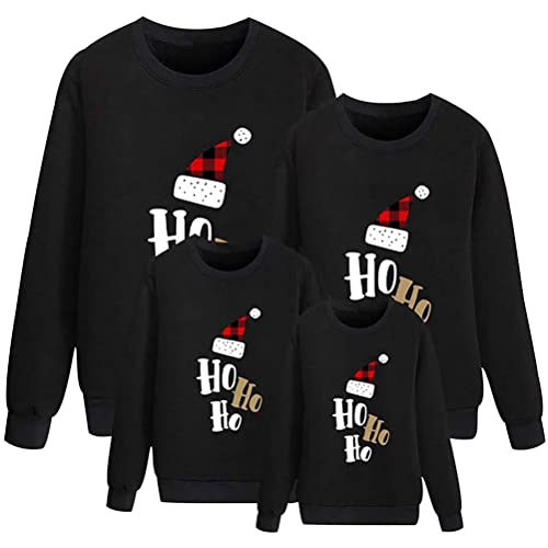 ORANDESIGNE Weihnachtspullover Familie Set Pullover Weihnachten Pulli Weihnachten Weihnachtspullis Herren Damen Kinder Junge Mädchen Weihnacht Sweatshirt Lustige Weihnachtspulli A Schwarz (Mama) XS von ORANDESIGNE