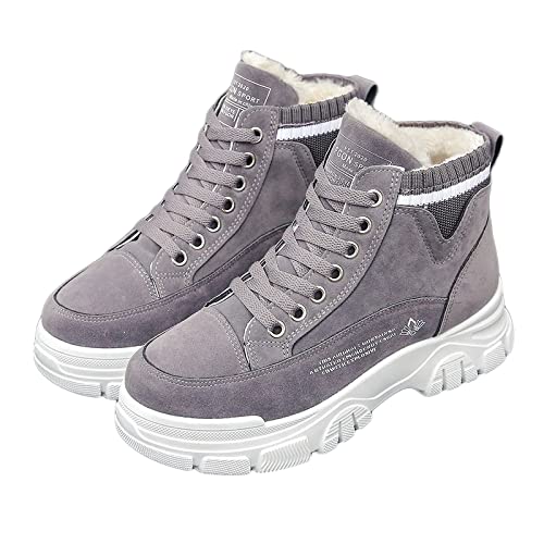 ORANDESIGNE Winterschuhe Damen Winterstiefel Herren Gefüttert Stiefeletten Kurzschaft Stiefel Winter Sneakers Warm Schneestiefel Schlupfstiefel Wanderschuhe Outdoor A Grau 37 EU von ORANDESIGNE