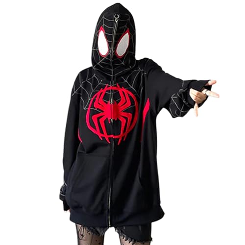 ORANDESIGNE Y2k Zip Up Hoodie Spider Grunge Vintage Gothic Kapuzenjacke Halloween Hunny G Schwarz XXL von ORANDESIGNE