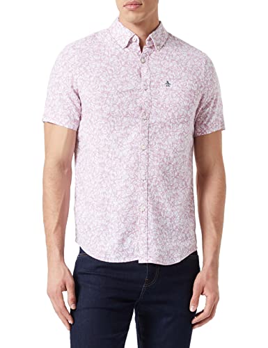 ORIGINAL PENGUIN Herren WVN SS Floral Linen Lyocell Hemd, Fingerhut, S von ORIGINAL PENGUIN