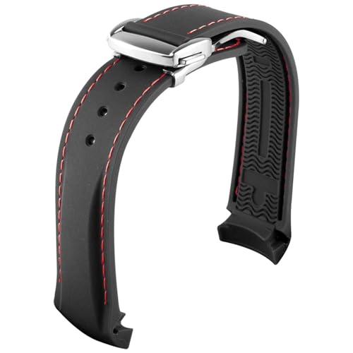 ORKDFJ Gummi-Uhrenarmband für Omega Seamaster Uhrenarmbänder mit Faltschnalle, 20 mm / 22 mm, gebogenes Ende, Silikon-Armbänder, 19 mm, Achat von ORKDFJ