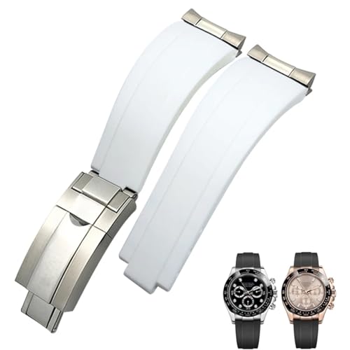 ORKDFJ Silikon-Armband mit kurzer Schnalle, 20 mm, 21 mm, passend für Rolex Daytona Submariner Role Oysterflex Yacht Master, 20 mm, Achat von ORKDFJ