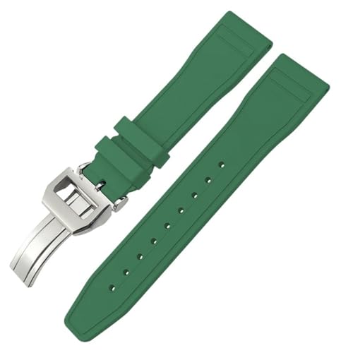 ORKDFJ Uhrenarmband aus Naturkautschuk, 20 mm, 21 mm, 22 mm, für IWC Big Pilot's Watches IW3881 IW3777, grün-gelb, bunt, weiches Fluorkautschuk-Armband, 21 mm, Achat von ORKDFJ