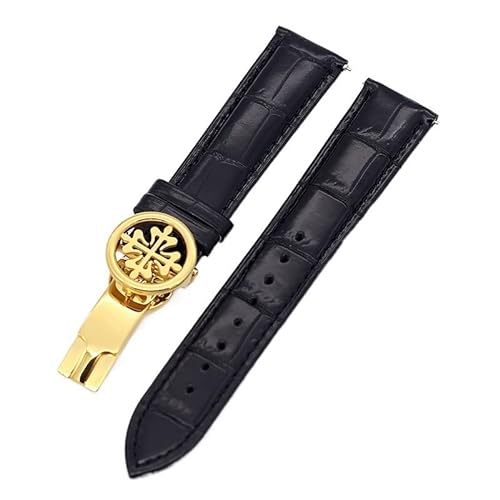 ORKDFJ Uhrenarmband aus echtem Leder, 19 mm, 20 mm, 22 mm, Uhrenarmband für Patek Philippe Wath Armbänder mit Edelstahl-Faltschließe, für Herren und Damen, 20 mm, Achat von ORKDFJ