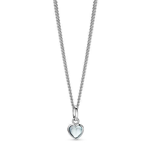 OROVI Schmuck Damen Topas Herz–Kette mit Herzanhänger Geburtsstein/Edelstein natürlicher himmelblauer Topas Zeitlose klassische Halskette aus 925 Sterling Silber, 46 cm lang von OROVI