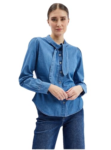 Orsay Blaues Damen-Denim-Shirt mit dekorativem Detail Damen-Blusen | Stilsichere Damenbekleidung | Vielfältige Auswahl | Trendige Blusen | Elegante Hemden | Modische Tops | Damenmode Essentials 36 von Orsay