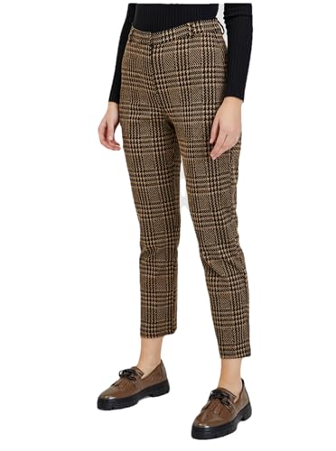 ORSAY Braune Karierte Damenhose Slim Fit Hosen für Damen | Stilvolle Damenhosen | Bequemer Modetrends | Vielseitige Kollektion | Business Casual | Moderne Schnitte S von ORSAY