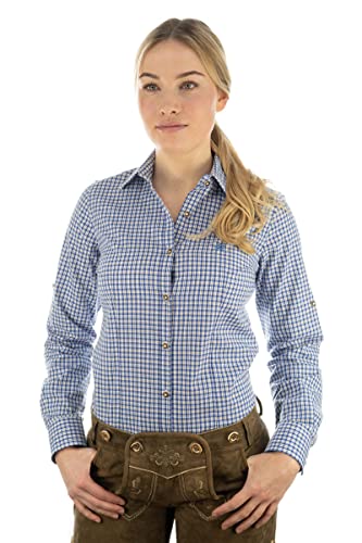 OS Trachten Damen Bluse Langarm Trachtenbluse mit Liegekragen Miweyo, Größe:52, Farbe:Kornblau OS Trachten Damen Bluse Langarm Trachtenbluse mit Liegekragen Miweyo, Größe:52, Farbe:Kornblau von OS Trachten