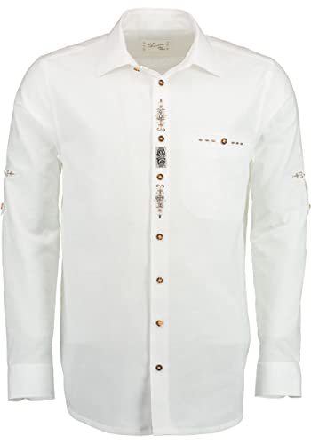 OS Trachten Herren Hemd Langarm Trachtenhemd mit Haifischkragen Rimeda, Größe:41/42, Farbe:weiß von OS Trachten