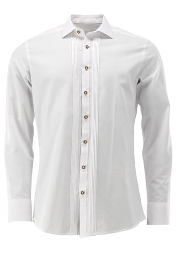 OS Trachten Herren Hemd Langarm Trachtenhemd mit Liegekragen Acanam, Größe:47/48, Farbe:weiß von OS Trachten
