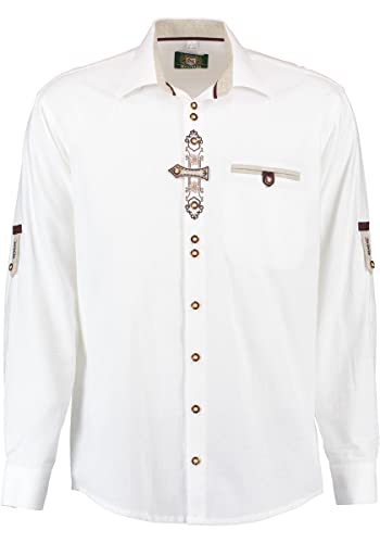 OS Trachten Herren Hemd Langarm Trachtenhemd mit Liegekragen Cetau, Größe:53/54, Farbe:weiß von OS Trachten