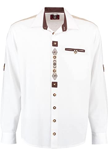OS Trachten Herren Hemd Langarm Trachtenhemd mit Liegekragen Fihud, Größe:41/42, Farbe:weiß von OS Trachten